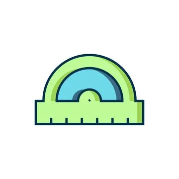 Filled outline Protractor grid for measuring degrees icon isolated on white.. Stock Illustration