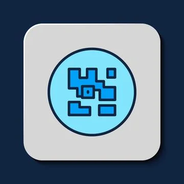 Filled outline QR code sample for smartphone scanning icon isolated on blue.. Stock Illustration