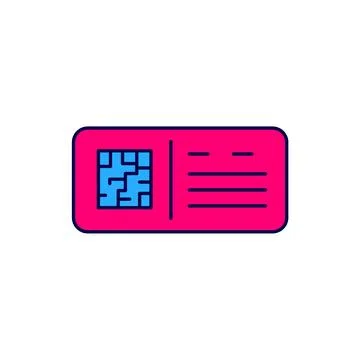 Filled outline QR code ticket train icon isolated on white background. Vector Illustrazione stock