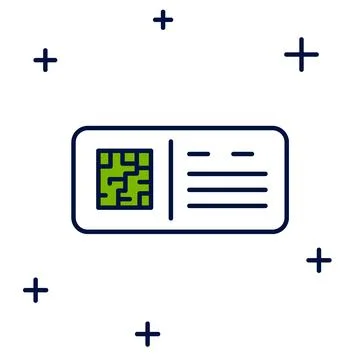 Filled outline QR code ticket train icon isolated on white background. Vector Stock Illustration