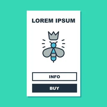 Filled outline Queen bee icon isolated on turquoise background. Sweet natural Stock Illustration