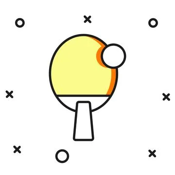 Filled outline Racket for playing table tennis icon isolated on white backg.. Stockillustratie