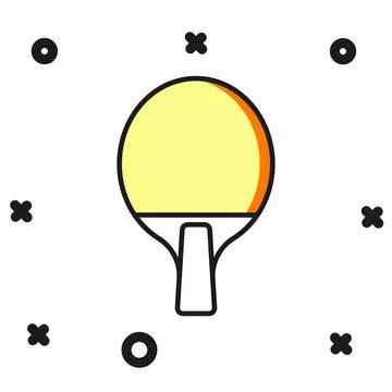 Filled outline Racket for playing table tennis icon isolated on white backg.. Ilustração Stock