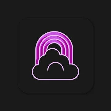 Filled outline Rainbow with cloud icon isolated on black background. Flat f.. Stock Illustration