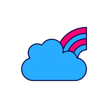 Filled outline Rainbow with clouds icon isolated on white background.  Vector Illustrazione stock