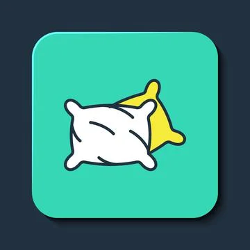 Filled outline Rectangular pillow icon isolated on blue background. Cushion sign Stock Illustration