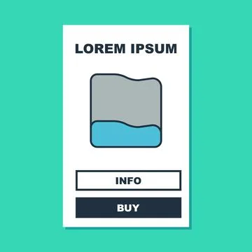 Filled outline Rectangular pillow icon isolated on turquoise background. Cushion Stockillustratie