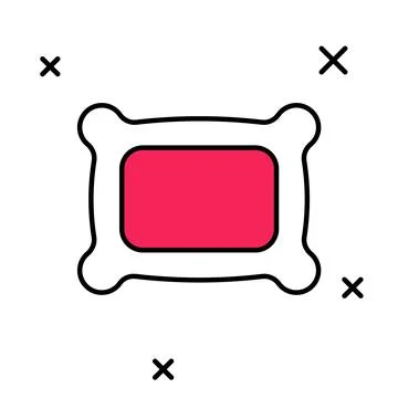 Filled outline Rectangular pillow icon isolated on white background. Cushion 스톡 일러스트
