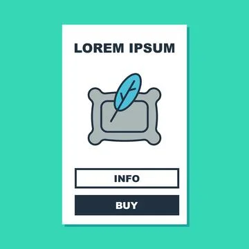Filled outline Rectangular pillow icon isolated on turquoise background. Cushion Stockillustratie