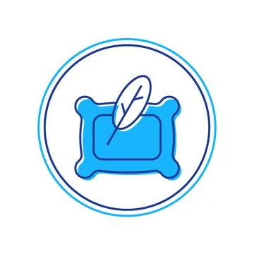 Filled outline Rectangular pillow icon isolated on white background. Cushion 库存插图