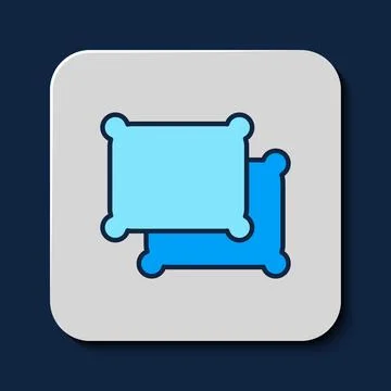 Filled outline Rectangular pillow icon isolated on blue background. Cushion sign Stock Illustration