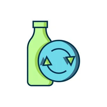 Filled outline Recycling plastic bottle icon isolated on white background. .. Stock Illustration