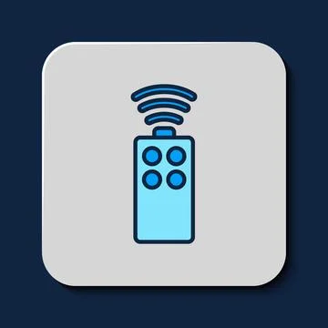 Filled outline Remote control for the camera icon isolated on blue backgrou.. Stock Illustration