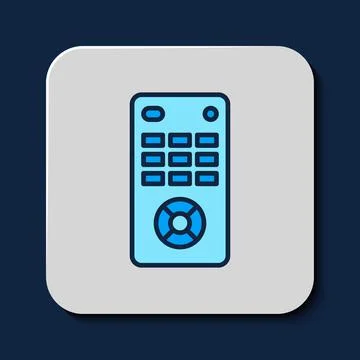 Filled outline Remote control icon isolated on blue background.  Vector Stock Illustration