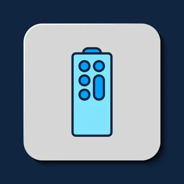 Filled outline Remote control icon isolated on blue background. Vector Illustrazione stock