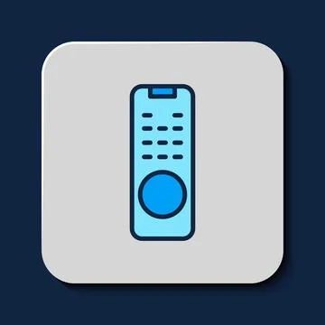 Filled outline Remote control icon isolated on blue background.  Vector Illustrazione stock
