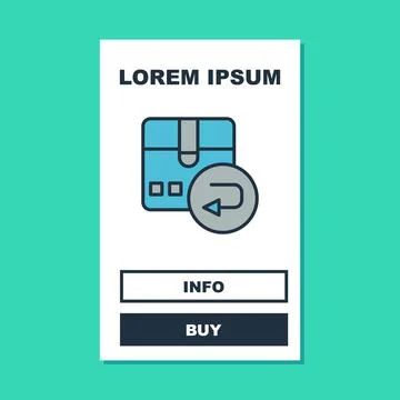 Filled outline Return cardboard box icon isolated on turquoise background. Box Stock Illustration