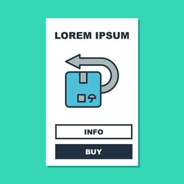 Filled outline Return cardboard box icon isolated on turquoise background. Box Stock Illustration