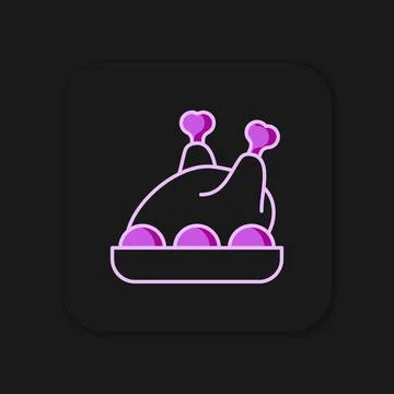Filled outline Roasted turkey or chicken icon isolated on black background... Stock Illustration