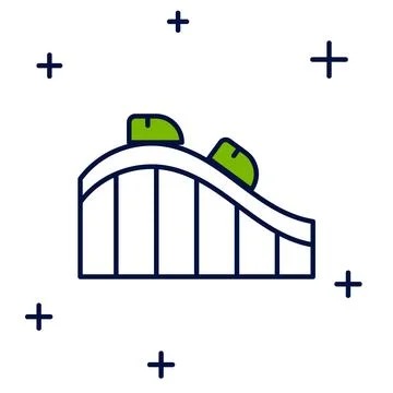 Filled outline Roller coaster icon isolated on white background. Amusement park イラスト素材