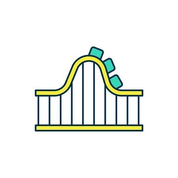 Filled outline Roller coaster icon isolated on white background. Amusement .. Stock Illustration