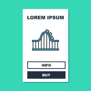 Filled outline Roller coaster icon isolated on turquoise background. Amusem.. Stock Illustration