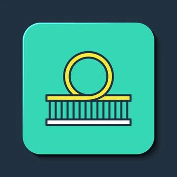 Filled outline Roller coaster icon isolated on blue background. Amusement p.. Stockillustratie