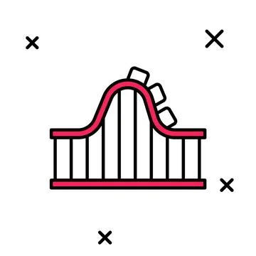 Filled outline Roller coaster icon isolated on white background. Amusement .. Stock Illustration