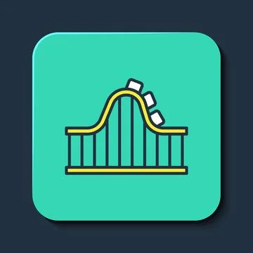 Filled outline Roller coaster icon isolated on blue background. Amusement p.. Stockillustratie