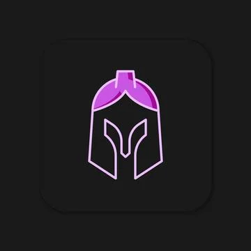 Filled outline Roman army helmet icon isolated on black background. Flat fi.. Stock Illustration
