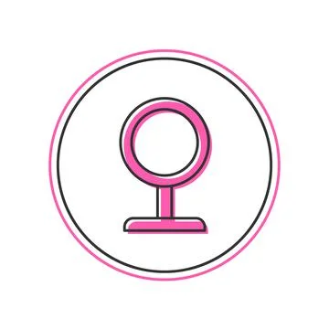 Filled outline Round makeup mirror icon isolated on white background. Vector Illustrazione stock