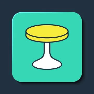Filled outline Round table icon isolated on blue background. Turquoise square Stock Illustration