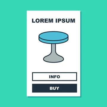 Filled outline Round table icon isolated on turquoise background. Vector Illustrazione stock