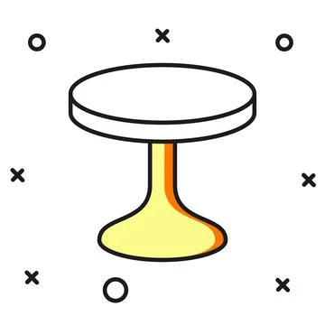Filled outline Round table icon isolated on white background. Flat filled o.. Illustrazione stock