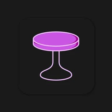Filled outline Round table icon isolated on black background. Flat filled o.. Illustrazione stock
