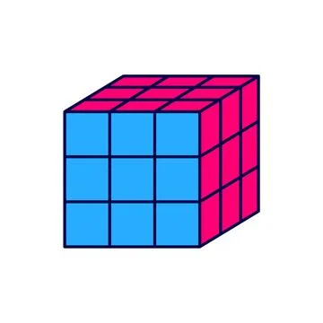 Filled outline Rubik cube icon isolated on white background. Mechanical puzzle 库存插图