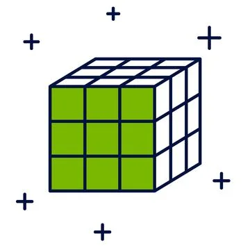 Filled outline Rubik cube icon isolated on white background. Mechanical puzzle 库存插图