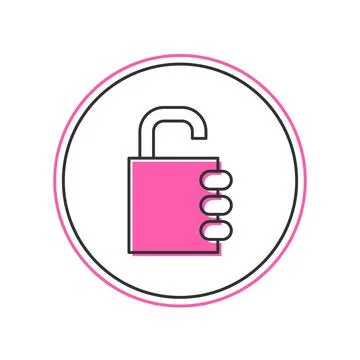 Filled outline Safe combination lock icon isolated on white background. Combi Illustrazione stock