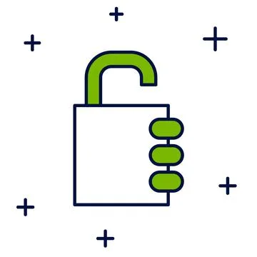 Filled outline Safe combination lock icon isolated on white background Stock Illustration