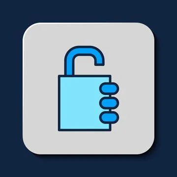 Filled outline Safe combination lock icon isolated on blue background. Comb.. Stock Illustration