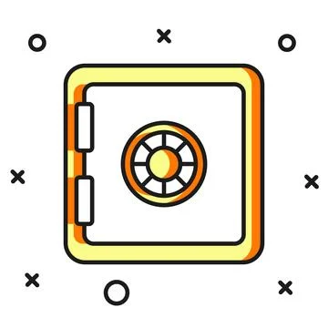 Filled outline Safe icon isolated on white background. The door safe a bank.. Illustrazione stock