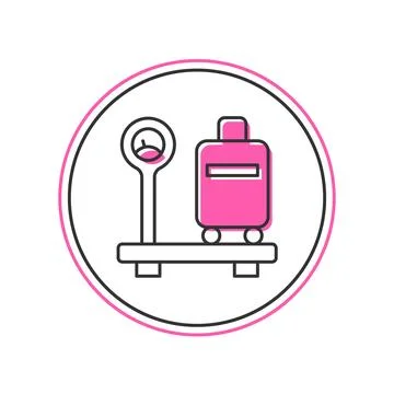 Filled outline Scale with suitcase icon isolated on white background. Logis.. 스톡 일러스트