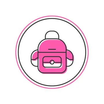 Filled outline School backpack icon isolated on white background.  Vector Stockillustratie