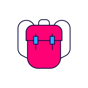 Filled outline School backpack icon isolated on white background.  Vector Illustrazione stock