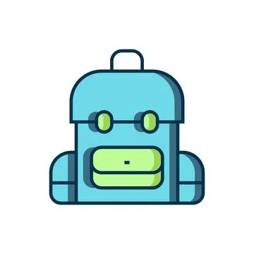 Filled outline School backpack icon isolated on white background. Flat fill.. 스톡 일러스트