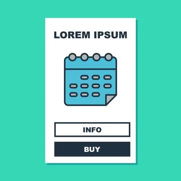 Filled outline School timetable icon isolated on turquoise background. Vector 스톡 일러스트