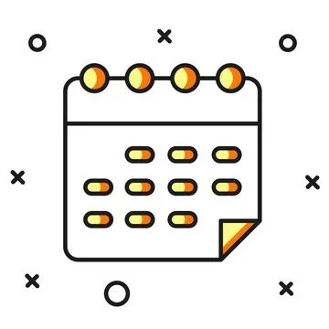 Filled outline School timetable icon isolated on white background. Flat fil.. Stock Illustration