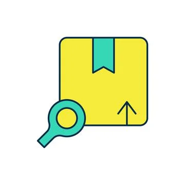 Filled outline Search package icon isolated on white background. Parcel tracking 库存插图