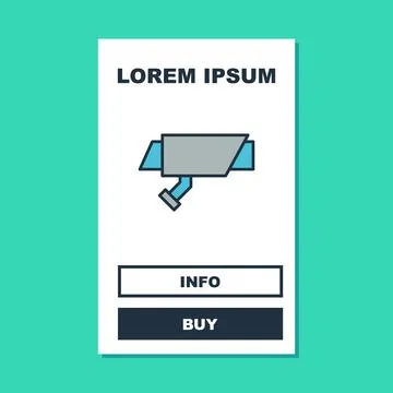 Filled outline Security camera icon isolated on turquoise background. Vector Illustrazione stock