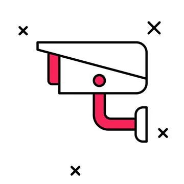 Filled outline Security camera icon isolated on white background. Vector Illustrazione stock